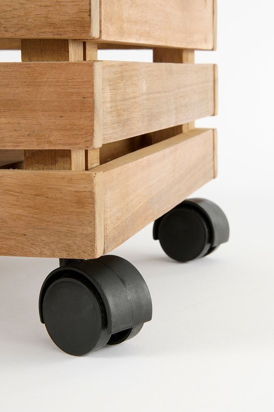 Mica Decorations Glenwood Jardinière carrée sur roues pour extérieur - L35 x L35 x H35 cm - Bois d'acacia - Marron