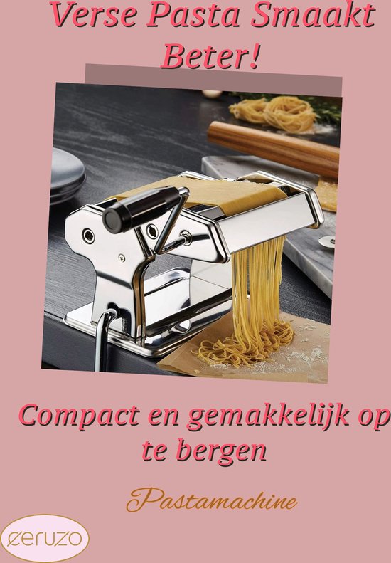 Machine à pâtes en acier inoxydable - Machine à spaghetti - avec poignée de table - réglable 6 épaisseurs - 21.5x21.5x15 cm