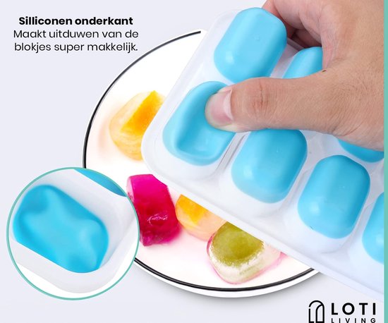 Loti Living Moule à glaçons - 4 pièces - Vert, Jaune, Bleu, Rose - Moules à glaçons - Moule à glaçons en silicone - Glaçons - Sans BPA