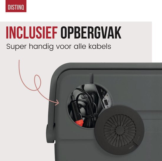 DistinQ Glacière électrique pour voiture et camping - Glacière électrique avec fonction chauffage - 12v 230 Volt - 25L - Gris