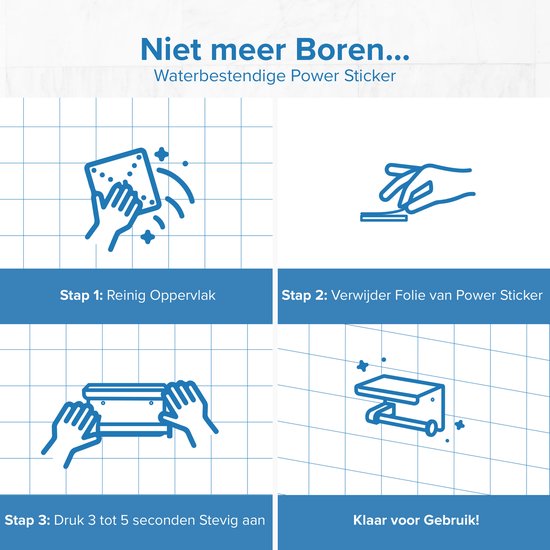 Happy Goods Porte-rouleau de toilette avec étagère - Autocollant / Perçage - Porte-rouleau de toilette Noir sans perçage - Acier inoxydable - Vis incluses.