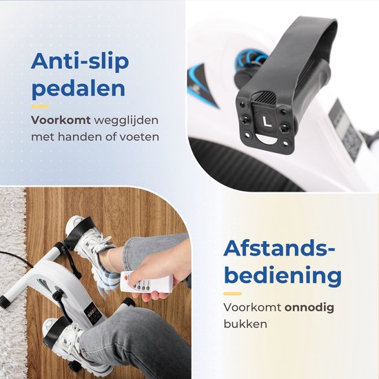 Mini vélo d'exercice SafeLife - électrique et résistance réglable - 26 x 40 x 34 cm - blanc