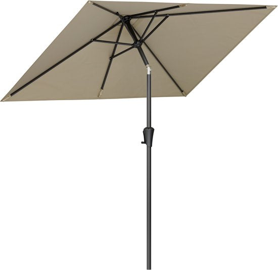 LifeGoods Parasol - Jardin - 210x140cm - 30° inclinable - Imperméable - UPF50+ - Taupe