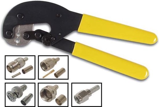 Toolland Pince à sertir polyvalente pour connecteurs F et BNC, l'outil idéal pour des connexions précises
