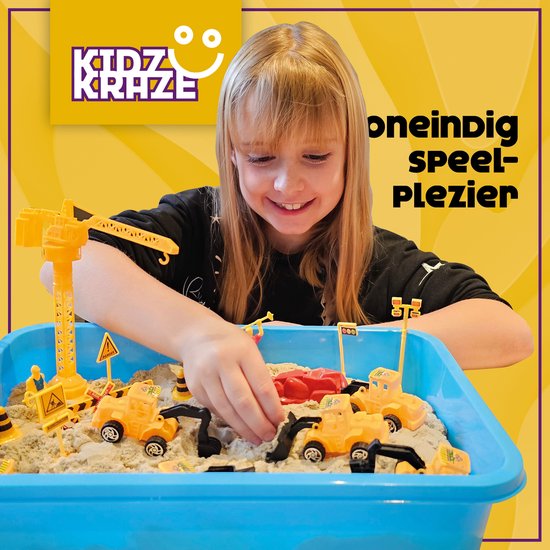 KidzKraze® Building World Play Sand - 1,6 kg de sable brun collant pour l'intérieur - Avec moules et jouets - Boîtier de jeu et de rangement inclus - Sensoriel - Jouets - bac à sable pour enfants - The Big Toy Book 2025
