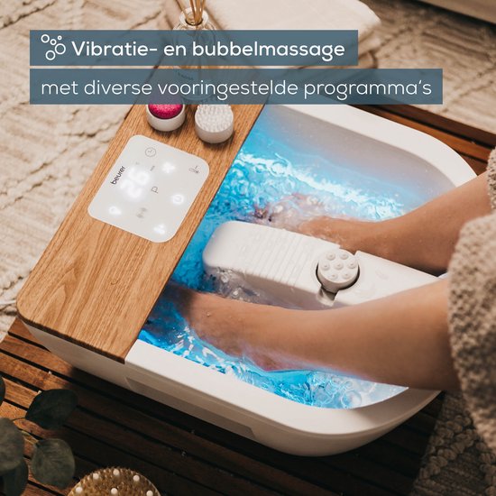 Beurer FB 65 Bain de pieds électrique - Massage des pieds - Massage par vibrations et bulles - Aromathérapie - Infrarouge - Eclairage d'ambiance LED - Chauffage - Champs magnétiques - Rouleaux réflexes pour les pieds - 3 accessoires de pédicure - Jusqu'à