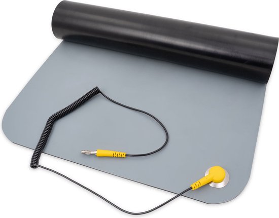 Velleman Tapis de soudure antistatique avec fil de mise à la terre, 1000 x 700 mm, gris