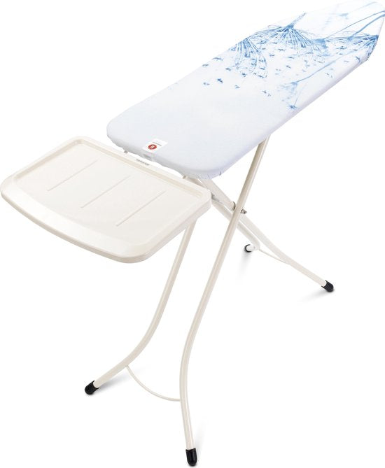 Brabantia Table à repasser B - avec support pour centrale vapeur - 124 x 38 cm - Fleur de coton