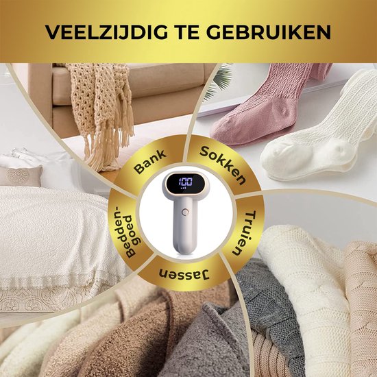 MostEssential Premium Electric Lint Remover LR218 - Tondeuse à charpie - Fonction de charge rapide USB-C - Sans fil - Batterie 2000 mAh - 17 000 RPM - Édition DOUBLE Lame