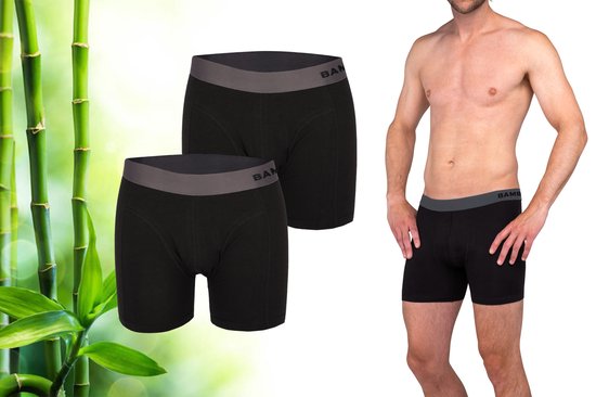 Bamboo - Boxer Hommes - Bambou - 2 Pièces - Noir/Gris - XXL - Sous-vêtements Hommes - Sous-vêtements Hommes - Boxer - Boxer Bambou pour Hommes