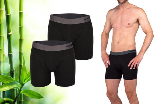 Bamboo - Boxer Hommes - Bambou - 2 Pièces - Noir/Gris - XXL - Sous-vêtements Hommes - Sous-vêtements Hommes - Boxer - Boxer Bambou pour Hommes