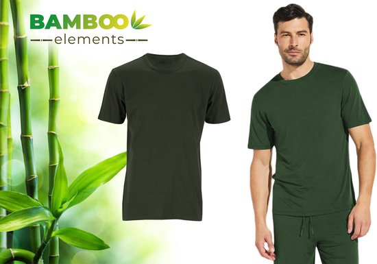 T-shirt en bambou pour homme - Vert - Coupe régulière - T-shirt décontracté pour homme - Bambou - Col rond
