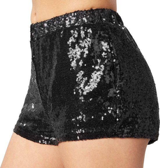 Dressforfun Short à paillettes noir L - déguisement costume halloween déguisement fête carnaval déguisement fête - 303898