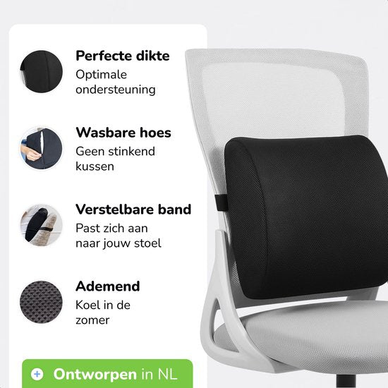 Alyze Coussin ergonomique pour le dos - Coussin lombaire voiture - Bas du dos - Coussin de lecture - Mousse à mémoire de forme - Coussin de soutien pour le lit et le canapé - Coussin de soutien orthopédique avec housse lavable