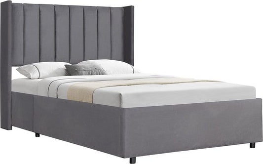 Lit capitonné Savona - 200 x 140 cm - Gris foncé - Tiroir de lit inclus
