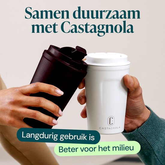 Mug thermos Castagnola - Tasse à café à emporter - Mug de voyage pour le café et le thé - Mug à thé - 380 ML - acier inoxydable - Marron foncé