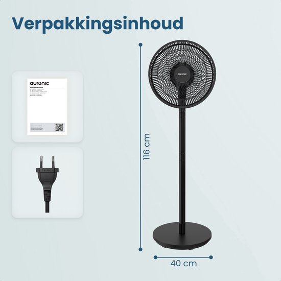 Ventilateur tripode Auronic - Ventilateur sur pied - réglable en hauteur - rotatif - silencieux - 3 vitesses - ventilateur silencieux - noir