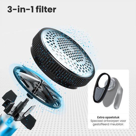 Auronic Electric Lint Remover - Dépoussiéreur sans fil - Autonomie de la batterie 60 minutes - Tondeuse à peluches - 2 accessoires supplémentaires - Gris
