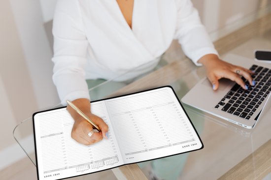 Systemyze Agenda 2025 Adultes - Calendrier hebdomadaire - Planificateur - Horaire inclus - Format A4 - Noir