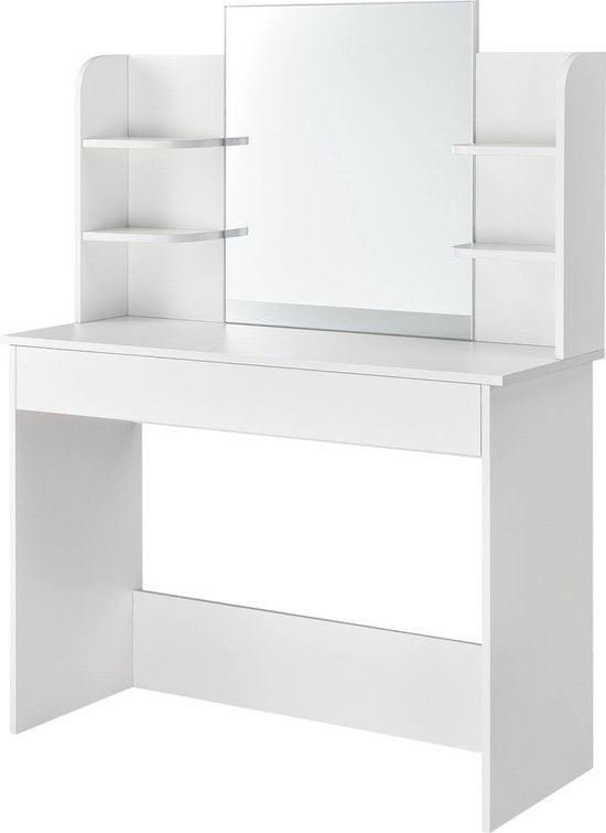 Table de maquillage Bella - Blanc - Miroir et éclairage LED inclus