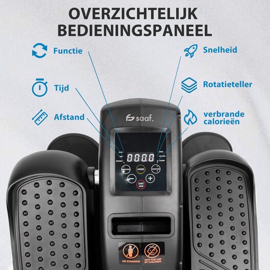 Saaf Motionfit Chair Bike - 12 niveaux - avec bandes de résistance - vélo d'exercice de bureau - pour adultes - noir