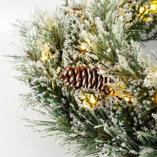 Black Box Trees Vandans Couronne de Noël avec lumières LED - Ø60 cm - Vert givré