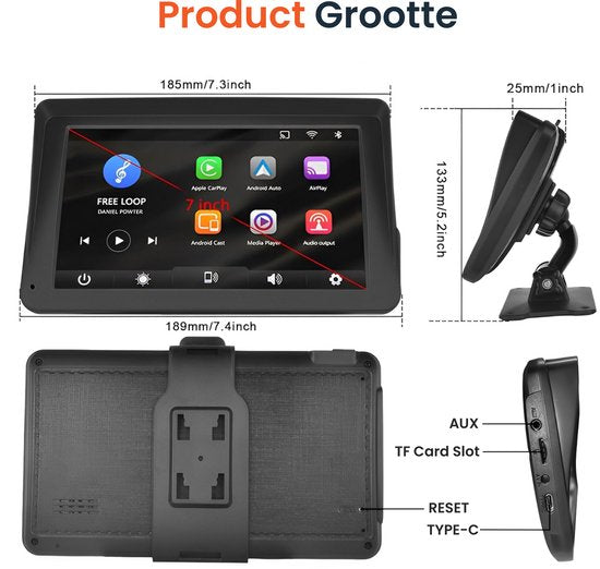 Skoov Écran Carplay - Sans fil - Avec caméra de recul - Installation facile - Pour voiture Apple & Android - Noir