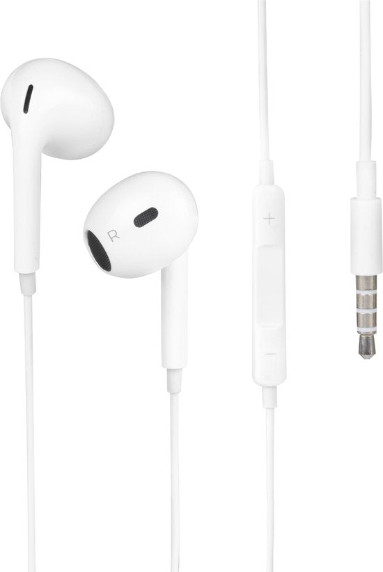 Nuvance - Ecouteurs intra-auriculaires avec fil - Prise 3,5 mm - Plastique blanc - Avec microphone et contrôle en ligne - Son clair et port confortable - Compatibilité universelle