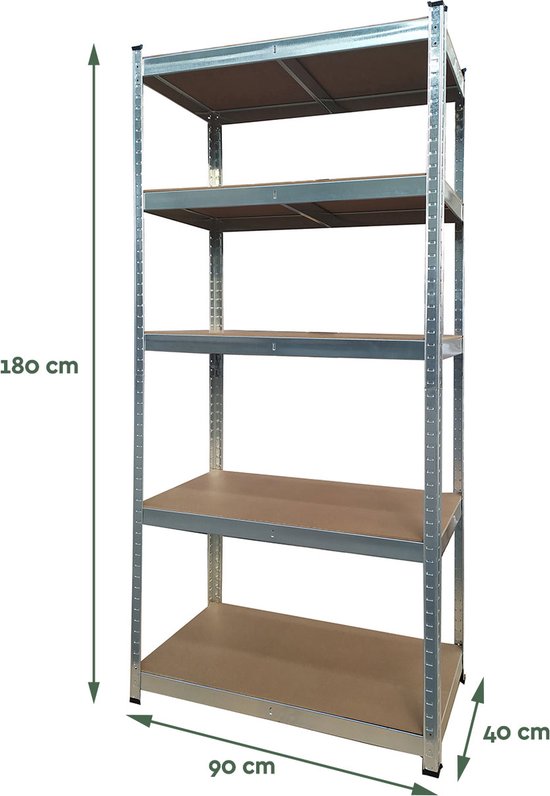 BRASQ Metal Rack Cabinet - Storage Rack - Wall Cabinet - Storage Cabinet 180x90x40cm - 5 Layer Cabinet 175 KG/shelf - 875 KG max