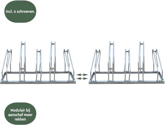 BRASQ Porte-vélos pour 5 vélos - Support pour vélos - Support pour vélos - Support pour vélos pour le sol Comprend le matériel de fixation - Argent