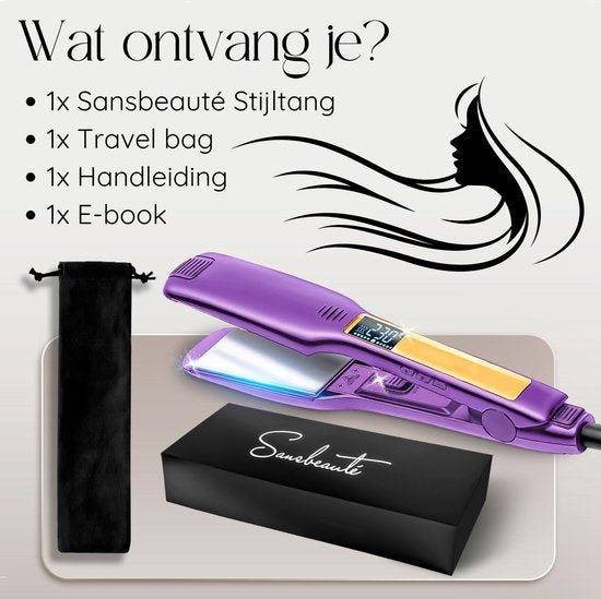 Sansbeauté® Lisseur professionnel - 2 en 1 - Fer à boucler - Lisseurs - Lisseur de cheveux - Mise en température rapide - 80℃ à 230℃ - Lissage et bouclage - Technologie ION - Classic Purple