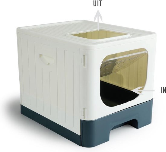 Lifa Living Bac à litière pliable avec tiroir extractible - pratique, portable et spacieux - Crème/Anthracite