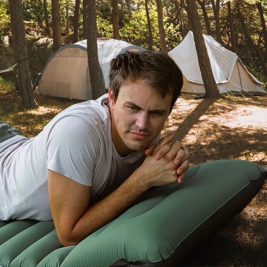 Ever Trex Sleeping Mat Comfort - 193x70x10cm - Pompe intégrée - 1 personne - Matelas de camping - autogonflant - Vert