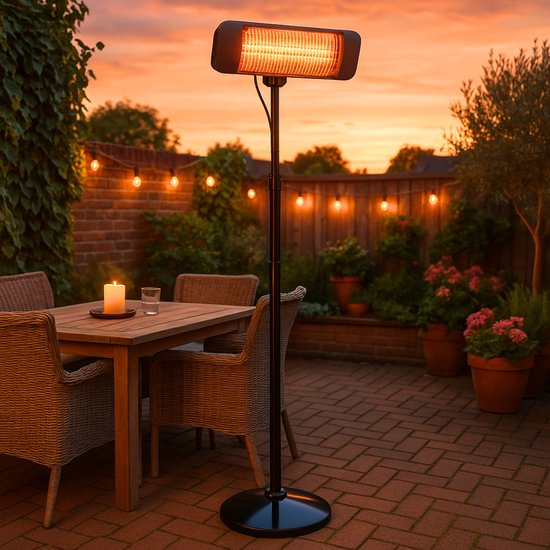 alpina Infrared Heater Stand - Terrace Heater 2000W 3 Heat Settings - Splashproof Terrace Heater IP24 with Infrared Panel