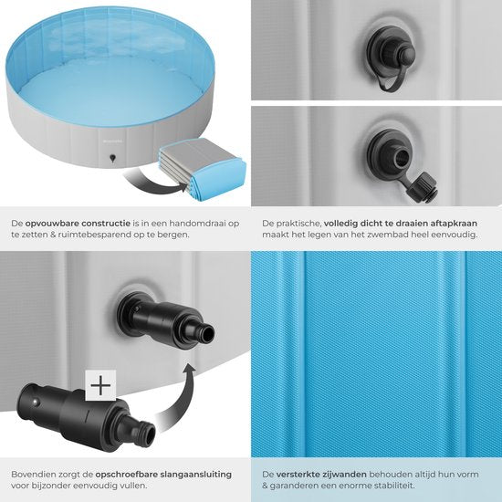 tectake® Dog Pool - Piscine pour chiens - Piscine à balles - Pliable - ⌀120 cm - Très robuste - Facile à remplir et à vider