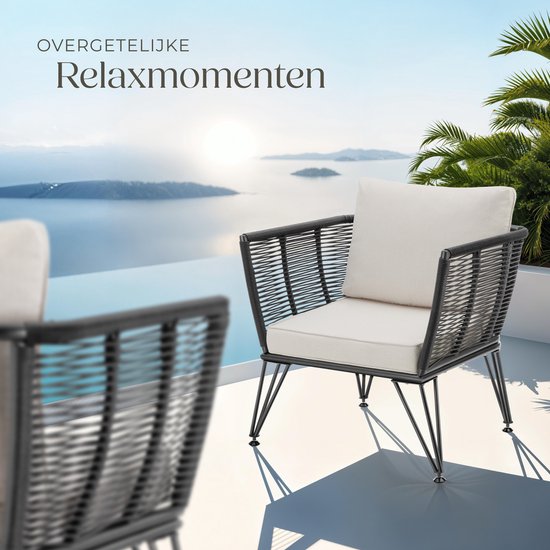 tectake® 2-Piece Set Garden Lounge Armairs Sundo in Rope-Design - Comfort and Style - lounge chairs