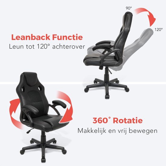 Chaise de jeu - LifeGoods - Réglable - Cuir synthétique - Noir