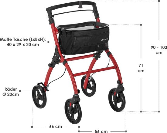 Rollator Aluminium Active - Rouge