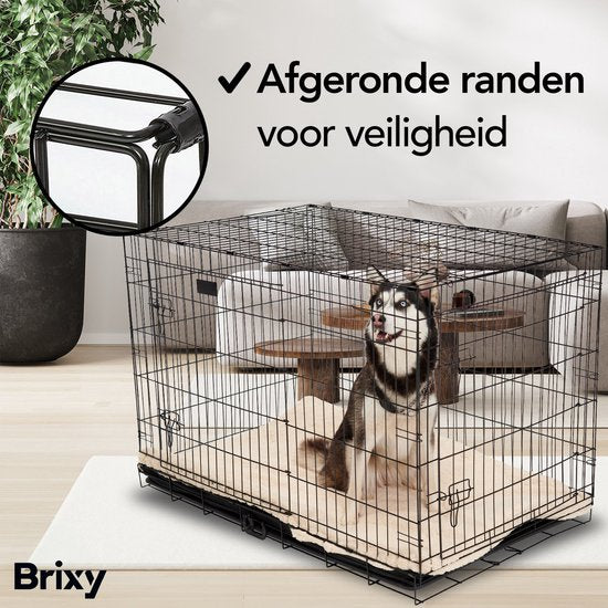 Brixy Dog Bench - Banc pour chiens - Taille XXL - Pliable - 122 x 76 x 84 CM - 2 portes - Noir