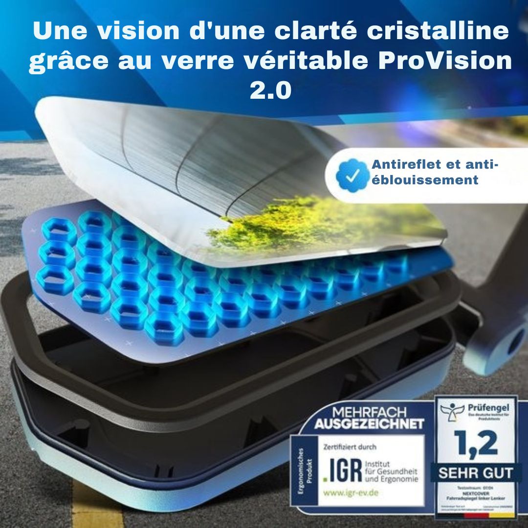 Rétroviseur vélo e-bike gauche - NEXTCOVER® - avec verre ProVision - monté sur le guidon - noir