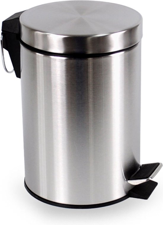 BRASQ Poubelle à pédale 3 litres - acier inoxydable - PB103 - Poubelle à pédale amovible - Poubelle - Corbeille à papier - Poubelle - Salle de bains ou toilettes