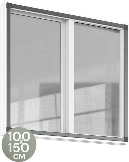 O'DADDY® Window Screen - 100x150 cm - Moustiquaire adaptable - Fibre de verre - Maille métallique - Moustiquaire - Polyvalente et facile à installer - Noir
