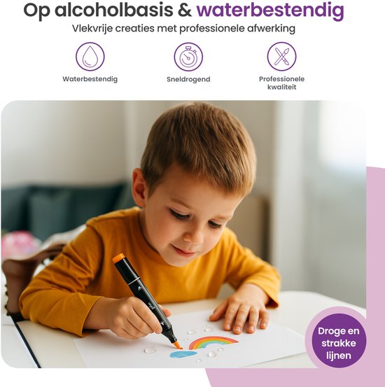 Gofun Twinmarkers 262 pcs - Adultes et enfants - Marqueurs - Marqueurs à alcool - Double pointe - Marqueurs