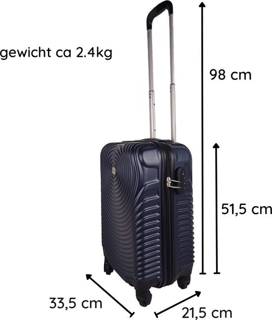 Ceruzo Hand Luggage Suitcase -Trolley - 28L- 51.5 cm - Blue - Spinner Wheels 360°- Numerical Lock Travel Suitcase