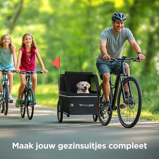 TrevoPet® Dog Bike Trailer XL - remorque pliante pour vélo - remorque pour chien avec rampe, système de suspension et résistance aux intempéries - convient aux vélos électriques - 45 kg - noir