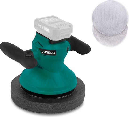 Accu polisher - machine à polir 20V - Ø240mm - Avec poignées réglables, 2 manchons de polissage et sac de rangement - Sans batterie ni chargeur