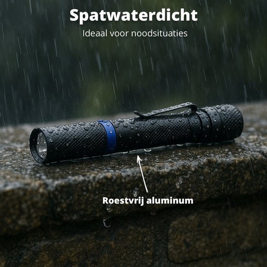 FlinQ Lampe de poche à stylo - Ampoule LED 100 lumens - Alimentation par piles - Lampe de poche résistante à l'eau - Lampe de poche militaire - Idéale pour la trousse d'urgence - Convient aux enfants - Visibilité de 100 mètres - 2 lampes de poche
