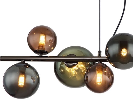Globo - lampe suspendue - RIHA - multicolore - verre - grande lampe de table - G9 - 56142-9H