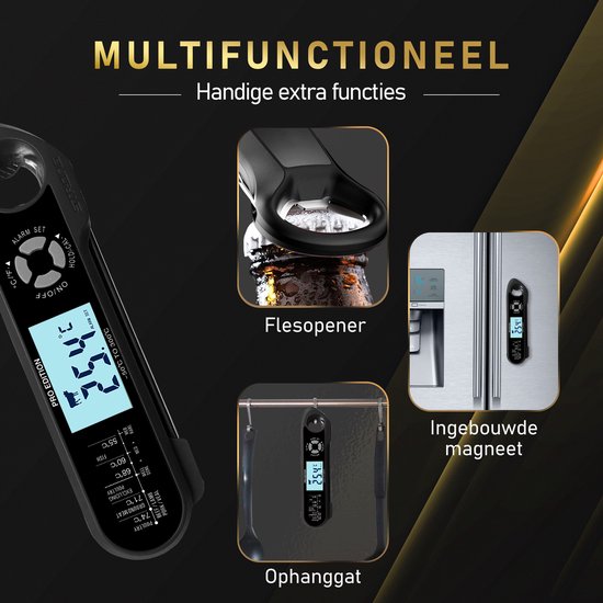 MostEssential 2-in-1 Thermomètre à viande - PRO Edition - Thermomètre BBQ - Thermomètre à cœur - Thermomètre de four - Thermomètre de cuisine - Numérique - Sans fil - Etanche - MODÈLE 2023