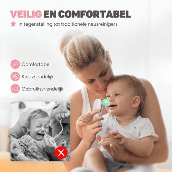 Vulpes Goods® BabyCare - Nettoyeur de nez pour bébé - Nettoyeur de nez électrique - Douche nasale électrique - Nettoyeur de nez - Lingette nasale - Aspirateur de nez - Grande batterie - USB C - PRO
